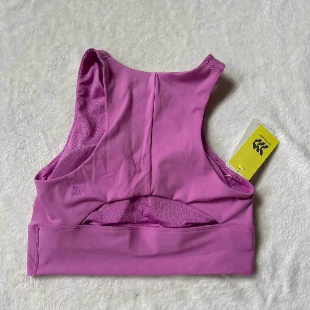 All in motion Purple Brushed sculpt high neck longline light support sports bra